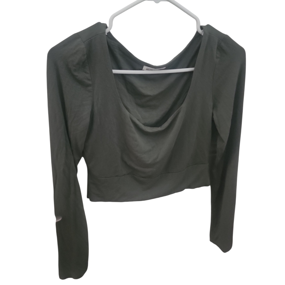 Sozy Brooklyn Green Long Sleeve Crop Top - M - Picture 2 of 3